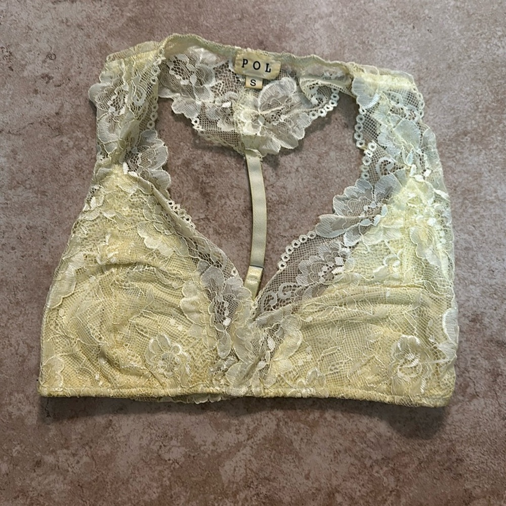 POL Lace Bralette in Pale Yellow Cream